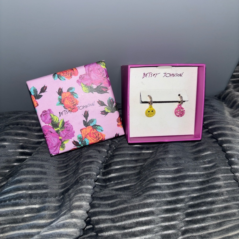 Betsey Johnson Vibrant Pink and Yellow Earrings
